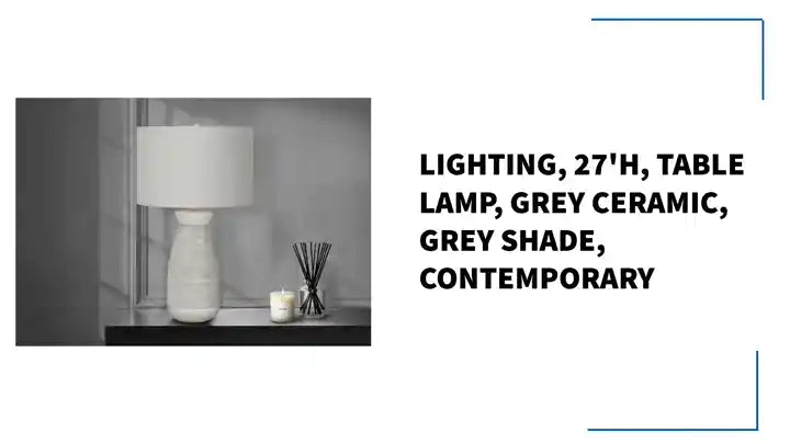 Lighting, 27&#039;h, Table Lamp, Grey Ceramic, Grey Shade, Contemporary by@Outfy