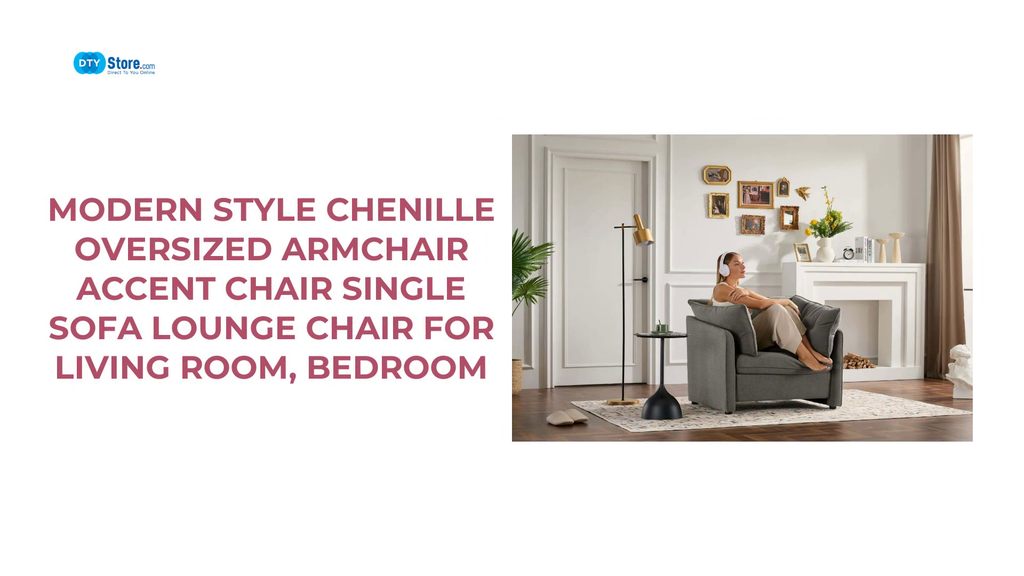 Modern Style Chenille Oversized Armchair Accent Chair Single Sofa Lounge Chair for Living Room, Bedroom by@Outfy