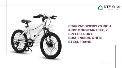 Ecarpat S20101 20 Inch Kids' Mountain Bike, 7 Speed, Front Suspension, White Steel Frame - Image 10