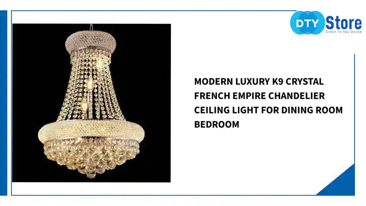 Modern Luxury K9 Crystal French Empire Chandelier Ceiling Light for Dining Room Bedroom by@Outfy