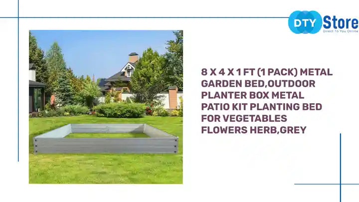 8 x 4 x 1 ft (1 pack) Metal Garden Bed,Outdoor Planter Box Metal Patio Kit Planting Bed for Vegetables Flowers Herb,Grey by@Outfy