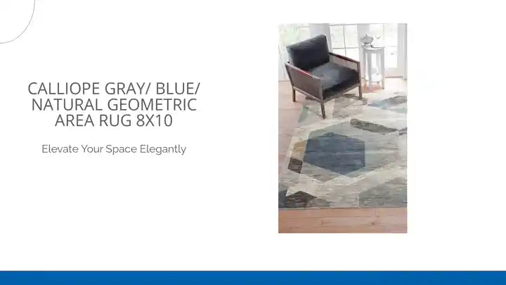 Calliope Gray/ Blue/ Natural Geometric Area Rug 8x10 by@Outfy