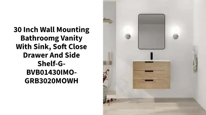 30 Inch Wall Mounting Bathroomg Vanity With Sink, Soft Close Drawer and Side Shelf-G-BVB01430IMO-GRB3020MOWH by@Outfy
