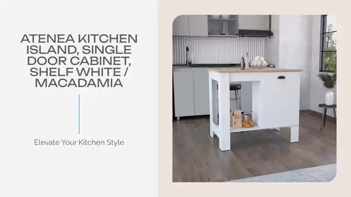 Atenea Kitchen Island, Single Door Cabinet, Shelf White / Macadamia by@Outfy