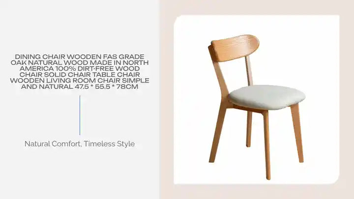Dining Chair Wooden FAS Grade Oak Natural Wood Made in North America 100% Dirt-free Wood Chair Solid Chair Table Chair Wooden Living Room Chair Simple And Natural 47.5 * 55.5 * 78cm by@Outfy