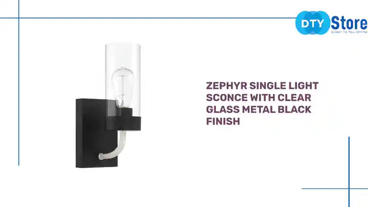 Zephyr Single Light Sconce With Clear Glass Metal Black Finish by@Outfy