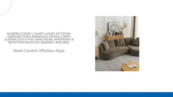 Modern Curved L-Shape Luxury Sectional Oversized Sofa: Minimalist Design, Comfy Sleeper Couch for Living Room, Apartment &amp; Reception Spaces,No Assembly Required by@Outfy