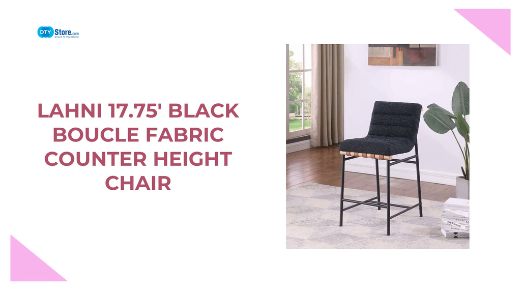 Lahni 17.75&#039; Black Boucle Fabric Counter Height Chair by@Outfy