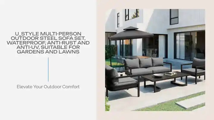 U_Style Multi-person Outdoor Steel Sofa Set, Waterproof, Anti-rust and Anti-uv, Suitable for Gardens and Lawns by@Outfy