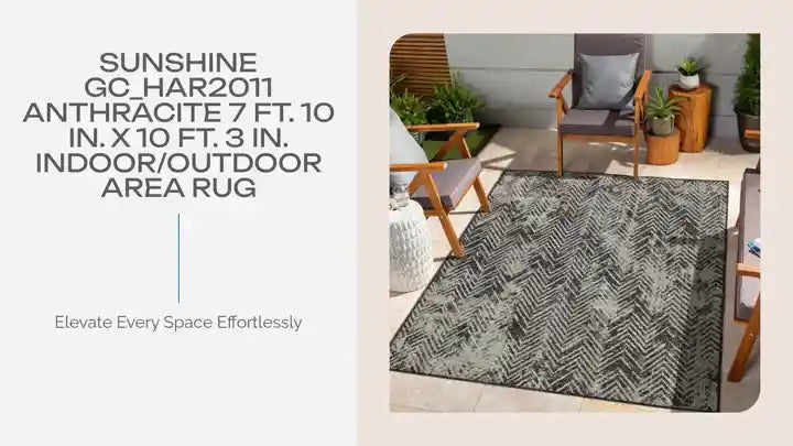 Sunshine GC_HAR2011 Anthracite 7 ft. 10 in. x 10 ft. 3 in. Indoor/Outdoor Area Rug by@Outfy