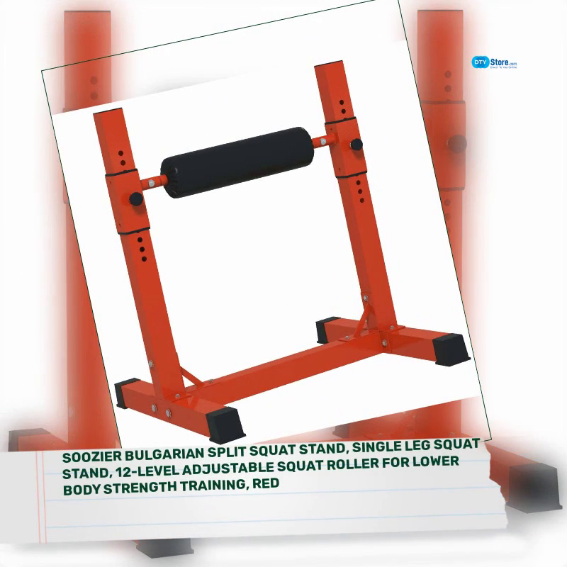 Soozier Bulgarian Split Squat Stand, Single Leg Squat Stand, 12-Level Adjustable Squat Roller for Lower Body Strength Training, Red by@Outfy