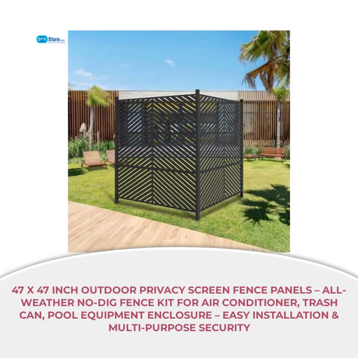 47 x 47 inch Outdoor Privacy Screen Fence Panels &ndash; All-Weather No-Dig Fence Kit for Air Conditioner, Trash Can, Pool Equipment Enclosure &ndash; Easy Installation &amp; Multi-Purpose Security by@Outfy