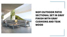 Nofi Outdoor Patio Sectional Set in Gray Finish with Gray Cushions and Teak Wood by@Outfy