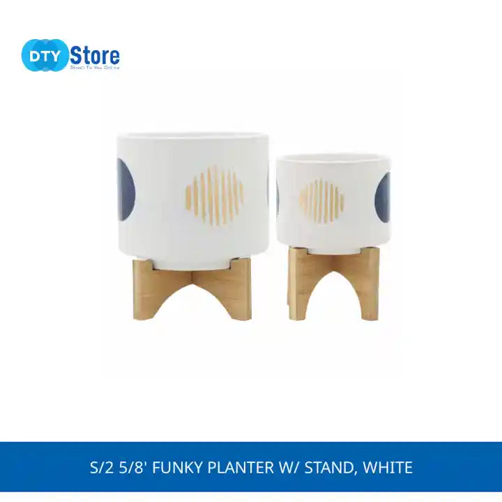 S/2 5/8' FUNKY PLANTER W/ STAND, WHITE by@Outfy