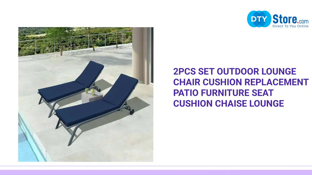 2PCS Set Outdoor Lounge Chair Cushion Replacement Patio Furniture Seat Cushion Chaise Lounge by@Outfy