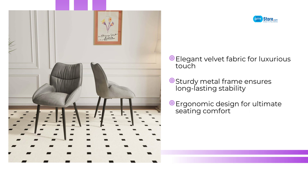 Luxury velvet dining chair two-piece set, modern and minimalist design, essential for home and restaurant use, high rebound seat cushion, stable metal frame, silent foot pad, various decorative styles by@Outfy
