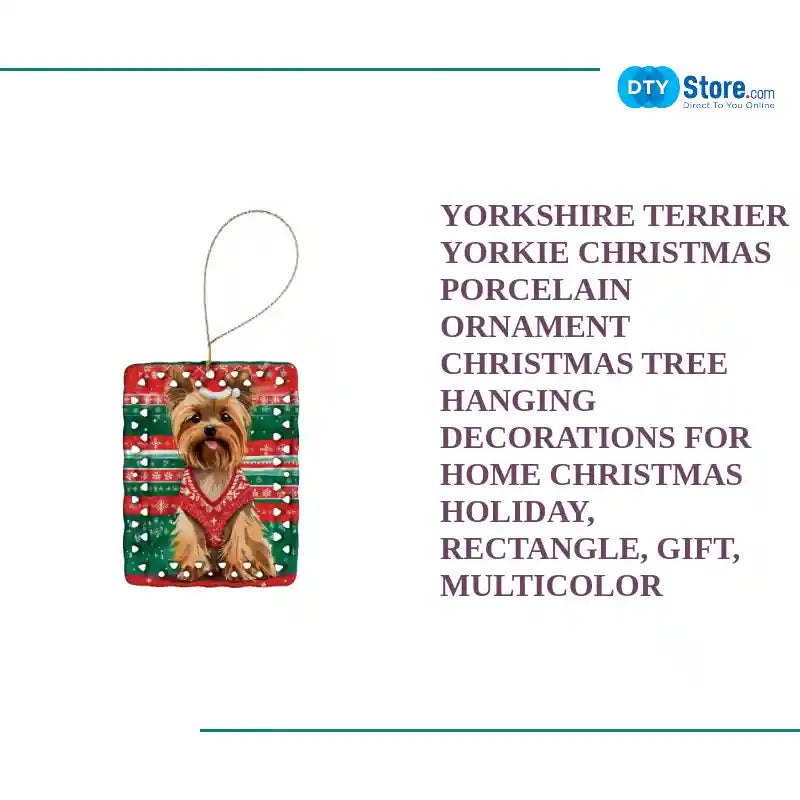Yorkshire Terrier Yorkie Christmas Porcelain Ornament Christmas Tree Hanging Decorations for Home Christmas Holiday, Rectangle, Gift, Multicolor by@Outfy