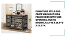 Furniture style dog crate wrought iron frame door with side openings, Rustic Brown, 43.3&#039;&#039;W x 29.9&#039;&#039;D x 33.5&#039;&#039;H. by@Outfy