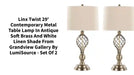 Linx Twist 29&#039; Contemporary Metal Table Lamp in Antique Soft Brass and White Linen Shade from Grandview Gallery by LumiSource - Set of 2 by@Outfy