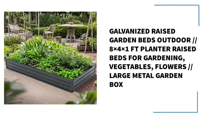 Galvanized Raised Garden Beds Outdoor // 8&times;4&times;1 ft Planter Raised Beds for Gardening, Vegetables, Flowers // Large Metal Garden Box by@Outfy