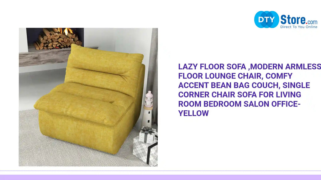 Lazy Floor Sofa ,Modern Armless Floor Lounge Chair, Comfy Accent Bean Bag Couch, Single Corner Chair Sofa for Living Room Bedroom Salon Office-yellow by@Outfy