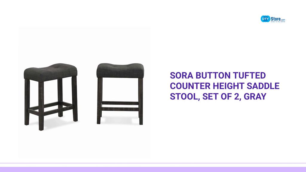 Sora Button Tufted Counter Height Saddle Stool, Set of 2, Gray by@Outfy