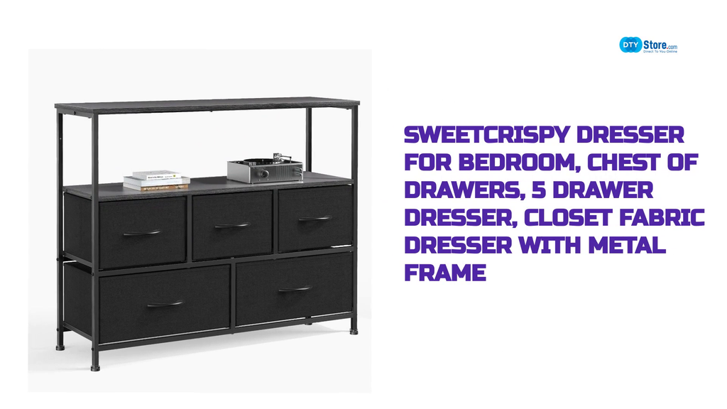 Sweetcrispy Dresser for Bedroom, Chest of Drawers, 5 Drawer Dresser, Closet Fabric Dresser with Metal Frame by@Outfy