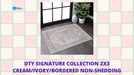 DTY Signature Collection 2X3 Cream/Ivory/Bordered Non-Shedding Living Room Bedroom Dining Home Office Stylish and Stain Resistant Area Rug by@Outfy