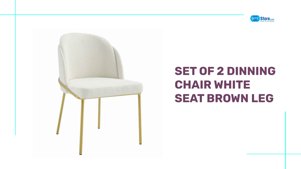 set of 2 dinning chair white seat brown leg by@Outfy