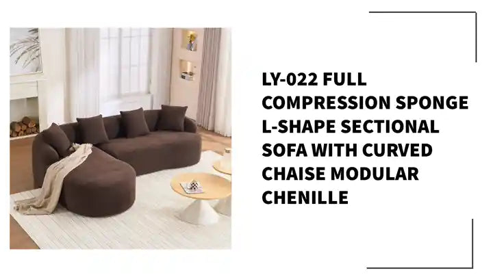 LY-022 Full Compression Sponge L-Shape Sectional Sofa with Curved Chaise Modular Chenille by@Outfy