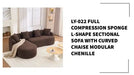 LY-022 Full Compression Sponge L-Shape Sectional Sofa with Curved Chaise Modular Chenille by@Outfy