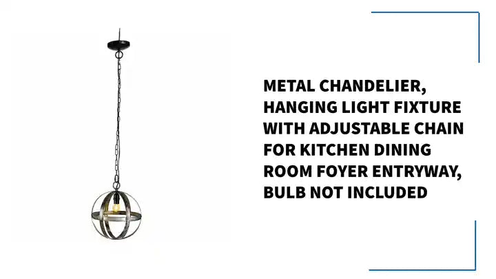 Metal Chandelier, Hanging Light Fixture with Adjustable Chain for Kitchen Dining Room Foyer Entryway, Bulb Not Included by@Outfy