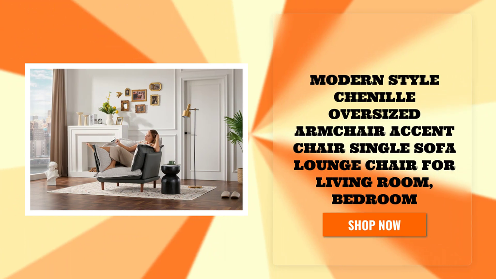 Modern Style Chenille Oversized Armchair Accent Chair Single Sofa Lounge Chair for Living Room, Bedroom by@Outfy
