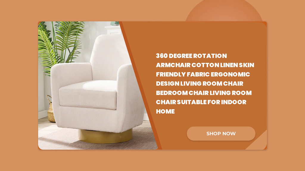 360 degree rotation armchair cotton linen skin friendly fabric ergonomic design living room chair Bedroom chair Living room chair suitable for indoor home by@Outfy