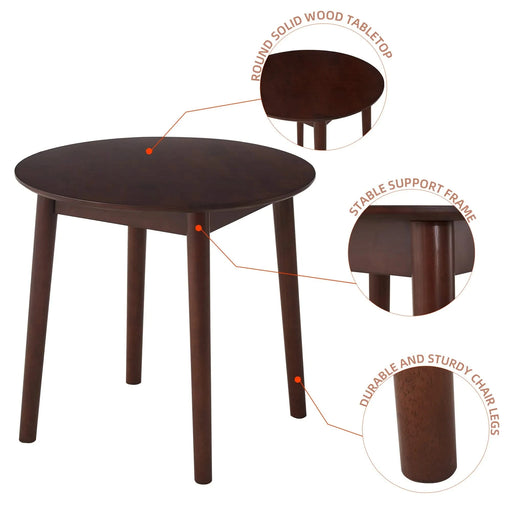 walnut Round Table, all solid wood, can sit 2-4 people diameter 31.5 inches Default -DTYStore