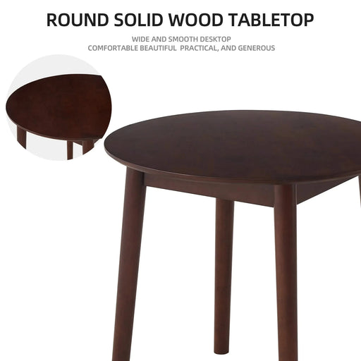 walnut Round Table, all solid wood, can sit 2-4 people diameter 31.5 inches Default -DTYStore