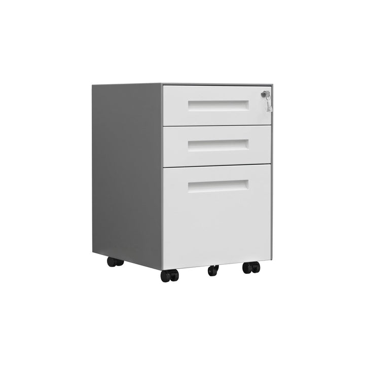 3 Drawer Mobile File Cabinet with Lock Steel File Cabinet for Legal/Letter/A4/F4 Size, Fully Assembled Include Wheels, Home/ Office DesignDTYStore