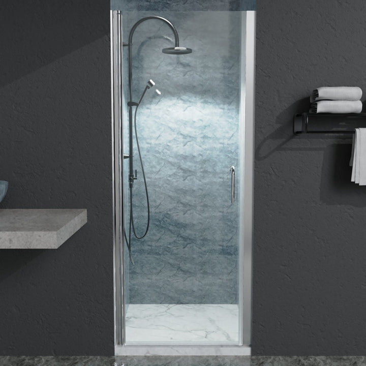 30 In. to 31-3/8 In. x 72 In Semi-Frameless Pivot Shower Door in Chrome With Clear GlassDTYStore