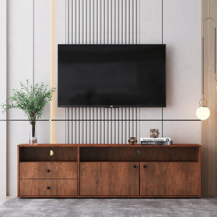 62.99 "Modern style multi-storage dark brown slide rail TV cabinetDTYStore
