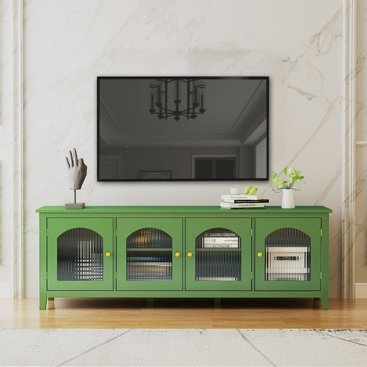 71-inch stylish TV cabinet, TV frame, TV stand，solid wood frame, Changhong glass door, antique green, can be placed in the children's room,bedroom， living room, wherever you needDTYStore