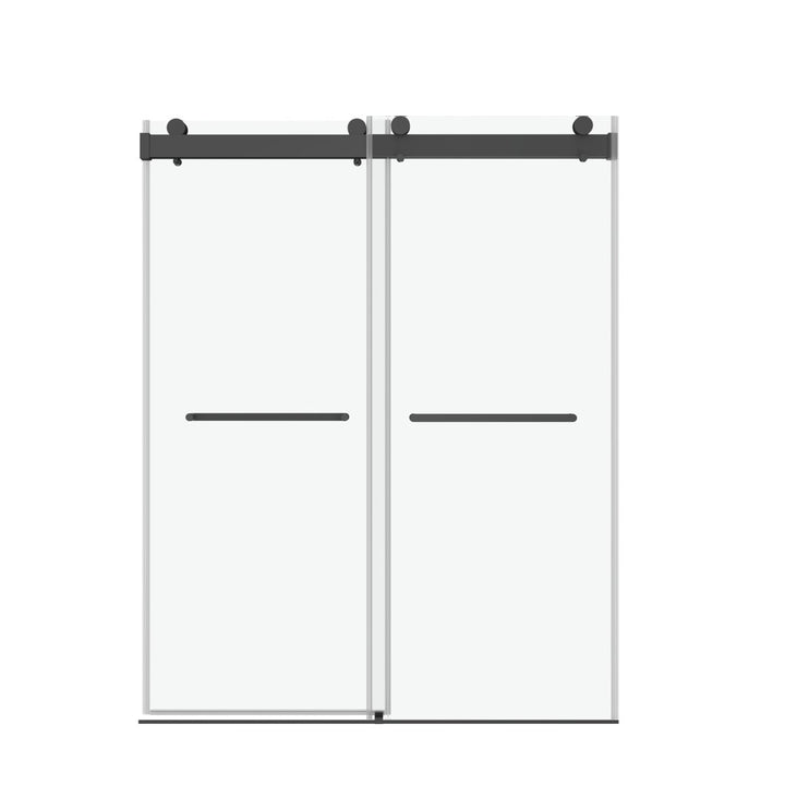 72 in. W x 76 in. H Sliding Frameless Shower Door in Matte Black with 3/8 in. (10 mm) Clear Glass With Buffer 22D03-72MB-COMBO-1DTYStore