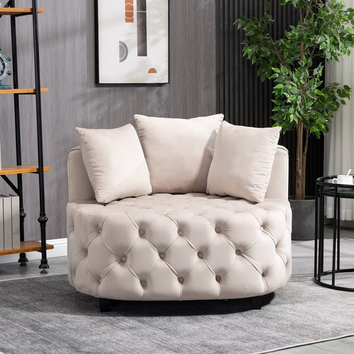 A&A Furniture,Accent Chair / Classical Barrel Chair for living room / Modern Leisure Sofa Chair (Khaki)DTYStore