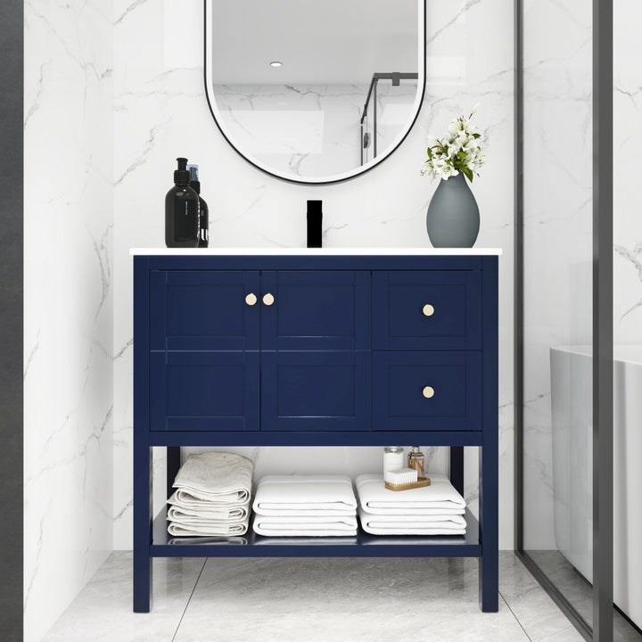 Bathroom Vanity With Soft Close Drawers and Gel Basin,36x18DTYStore