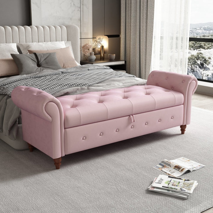Bed Bench Pink VelvetDTYStore