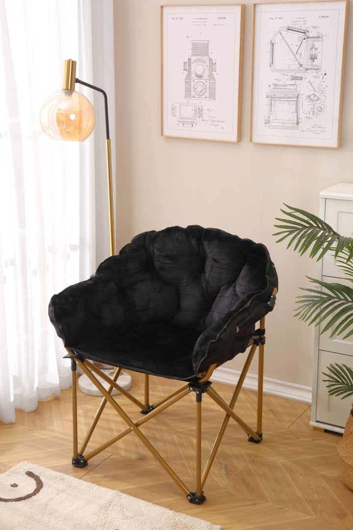 Club Chair/Faux Fur Saucer Chair for Bedroom/X-Large (Black)DTYStore
