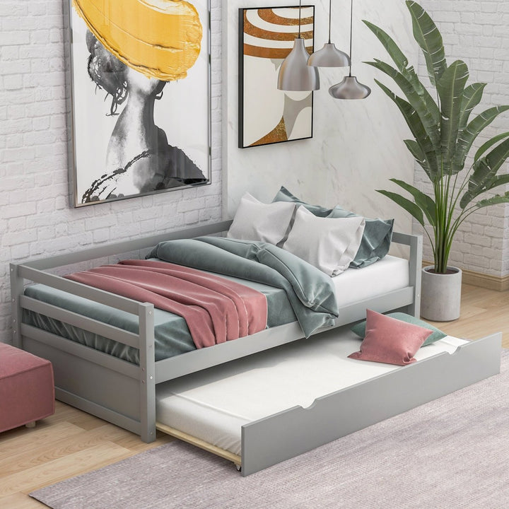 Daybed with Trundle Frame Set, Twin Size, Gray(New SKU:WF283064AAE)DTYStore