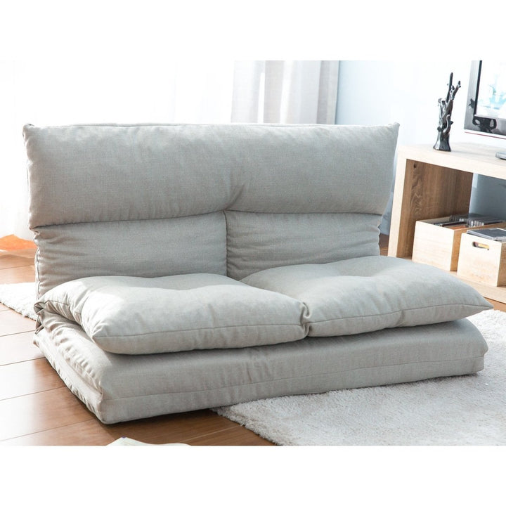 Fabric Folding Chaise Lounge Floor Sofa(Gray)DTYStore