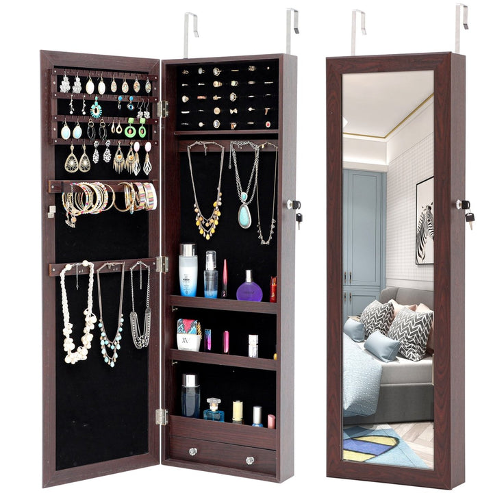 Fashion Simple Jewelry Storage Mirror Cabinet Can Be Hung On The Door Or WallDTYStore