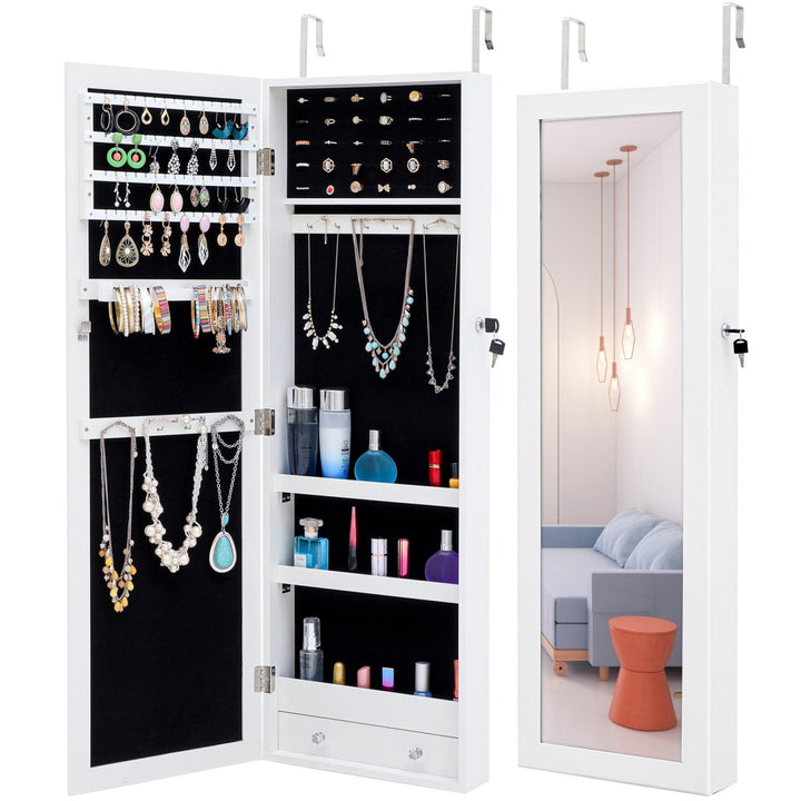 Fashion Simple Jewelry Storage Mirror Cabinet Can Be Hung On The Door Or WallDTYStore