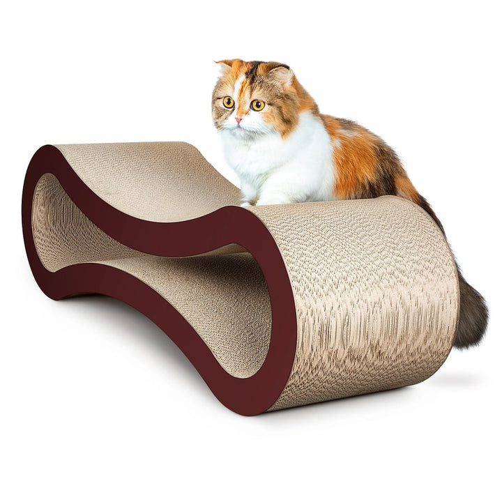 FluffyDream Cat Scratcher Cardboard, Scratching Pad House Bed Furniture Protector, Infinity Shape, CurvedDTYStore